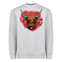 Heather Grey highland cow valentines Heavyweight Sweatshirt - JahusDesignShop