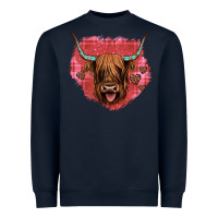 Navy highland cow valentines Heavyweight Sweatshirt - JahusDesignShop