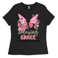 Black amazing grace how sweet the sound butterfly Ladies Tee - MaliasSmallBusiness