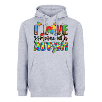 Heather Grey i love someone with autism Heavyweight Hoodie - LillyAllenDesigns