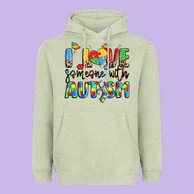I Love Someone With Autism Heavyweight Hoodie Designed By Lillyallendesigns