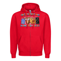 Red can't talk right now doing mom stuff Zipper Hoodie - MaliasSmallBusiness
