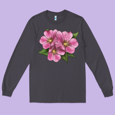 Wild Prairie Rose Illustrations Long Sleeve Tee Designed By Lillyallendesigns