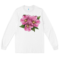 White Wild Prairie Rose Illustrations Long Sleeve Tee - LillyAllenDesigns