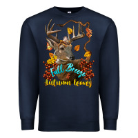 Navy Fall Breeze And Autumn Leaves Deer Premium Sweatshirt - LillyAllenDesigns
