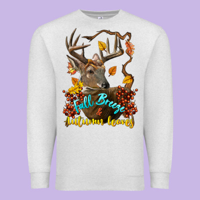 Fall Breeze And Autumn Leaves Deer Premium Sweatshirt Designed By Lillyallendesigns