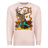 Pale Pink Fall Breeze And Autumn Leaves Deer Premium Sweatshirt - LillyAllenDesigns