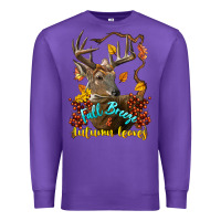 Purple Fall Breeze And Autumn Leaves Deer Premium Sweatshirt - LillyAllenDesigns