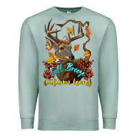 Seafoam Fall Breeze And Autumn Leaves Deer Premium Sweatshirt - LillyAllenDesigns