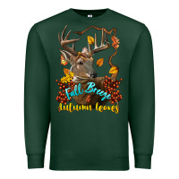 Sports Green Fall Breeze And Autumn Leaves Deer Premium Sweatshirt - LillyAllenDesigns