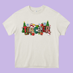 Christmas Teacher Heavy Core Tee Designed By Zillion Design Studio