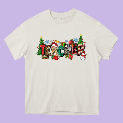 Christmas Teacher Heavy Core Tee Designed By Zillion Design Studio