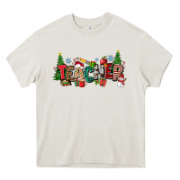 Cream Christmas teacher Heavy Core Tee - Zillion Design Studio