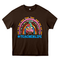 Chocolate Brown teacherlife and teacher gnome rainbow Heavy Core Tee - Artiststas