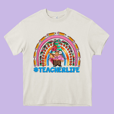 Teacherlife And Teacher Gnome Rainbow Heavy Core Tee Designed By Artiststas