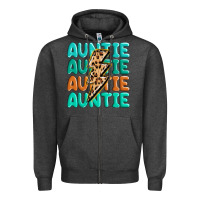 Charcoal Heather auntıe with lightning bolt Zipper Hoodie - MaliasSmallBusiness