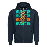 Navy auntıe with lightning bolt Zipper Hoodie - MaliasSmallBusiness