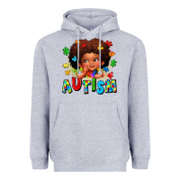 Heather Grey autism afro girl Heavyweight Hoodie - LillyAllenDesigns