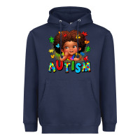 Navy autism afro girl Heavyweight Hoodie - LillyAllenDesigns