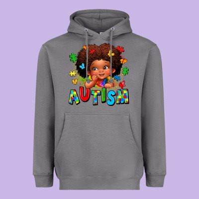 Autism Afro Girl Heavyweight Hoodie Designed By Lillyallendesigns