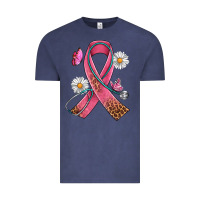 Vintage Denim Cancer Ribbon Stethoscope Daisy Butterfly Vintage Tee - Artiststas