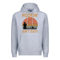 Heather Grey Hookin Ain t Easy Fishing Premium Hoodie - Bettercallsaul