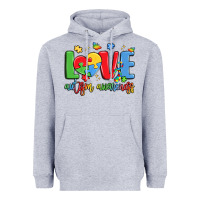 Heather Grey love autism awareness Heavyweight Hoodie - LillyAllenDesigns