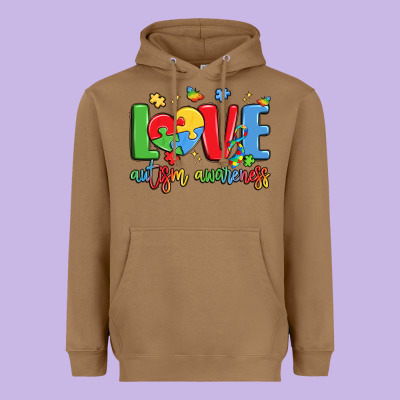Love Autism Awareness Heavyweight Hoodie Designed By Lillyallendesigns