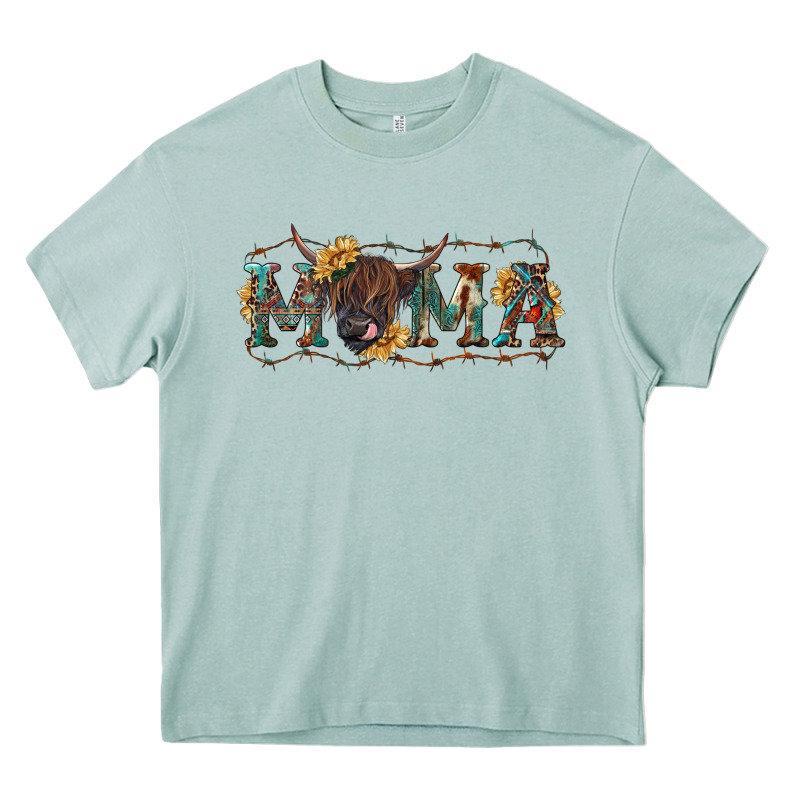 Mama With Highland Cow Heavy Core Tee by RanaPortraitStore | Teevron