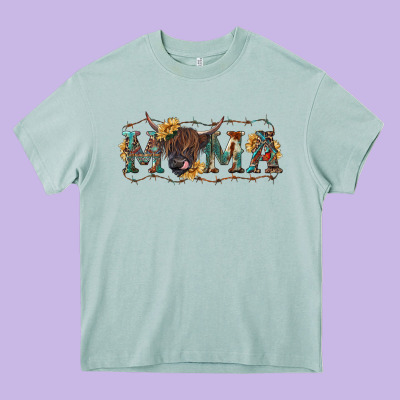 Heavy Core Tee Mama with highland cow