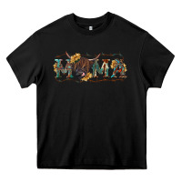 Black Mama with highland cow Heavy Core Tee - RanaPortraitStore
