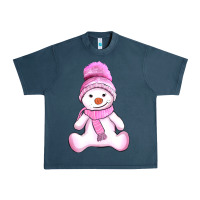Midnight Navy winter pink snowman and hat Urban Heavy Tee - AdoDesignShop