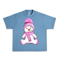 Pebble Blue winter pink snowman and hat Urban Heavy Tee - AdoDesignShop