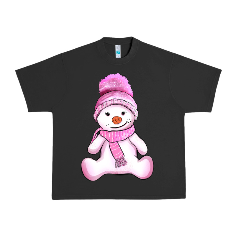 Winter Pink Snowman And Hat Urban Heavy Tee by AdoDesignShop | Teevron
