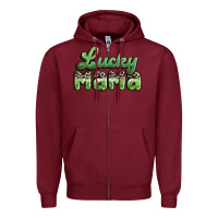 Burgundy lucky mama Zipper Hoodie - MaliasSmallBusiness