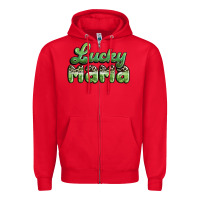 Red lucky mama Zipper Hoodie - MaliasSmallBusiness