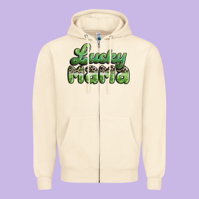 Lucky Mama Zipper Hoodie Designed By Maliassmallbusiness