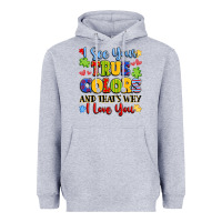 Heather Grey colorful love message Heavyweight Hoodie - LillyAllenDesigns