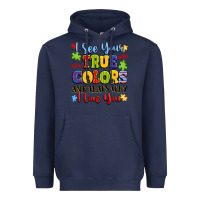 Navy colorful love message Heavyweight Hoodie - LillyAllenDesigns