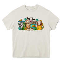 Cream western cow coffee cup Heavy Core Tee - texasbilliewilder