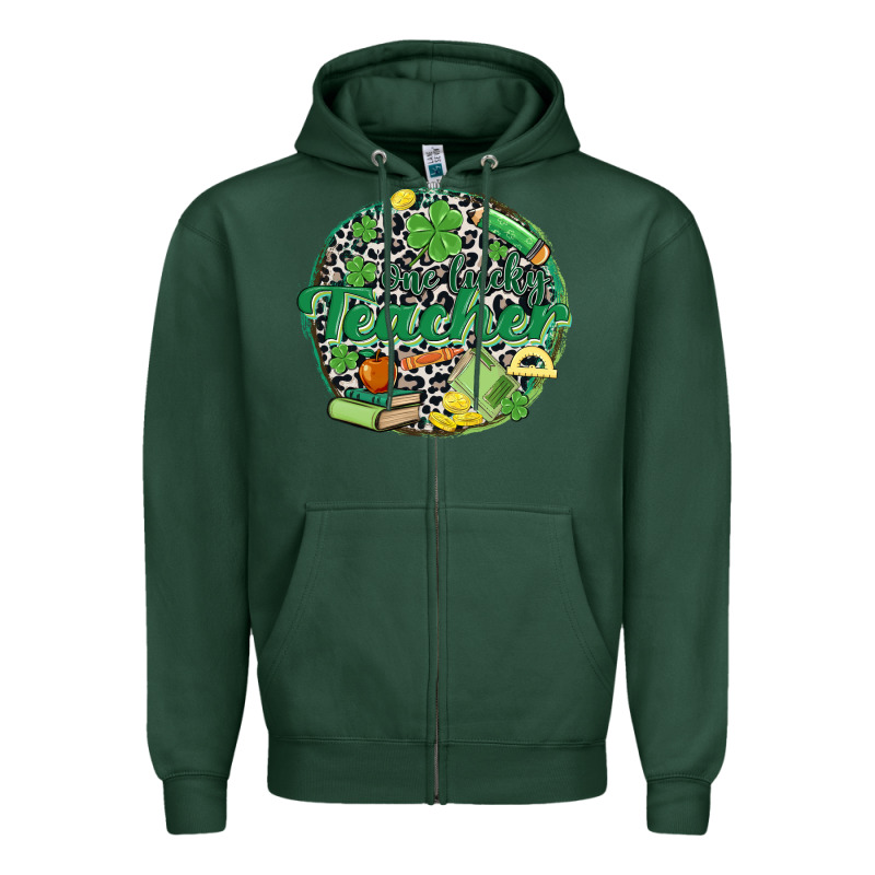 One Lucky Teacher Zipper Hoodie by MaliasSmallBusiness | Teevron