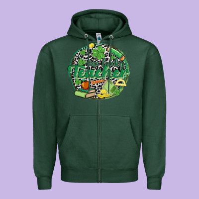One Lucky Teacher Zipper Hoodie Designed By Maliassmallbusiness
