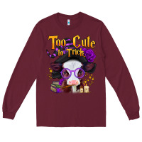 Burgundy too cute to trick halloween baby calf Long Sleeve Tee - Jasminsmagicworld