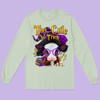 Too Cute To Trick Halloween Baby Calf Long Sleeve Tee Designed By Jasminsmagicworld