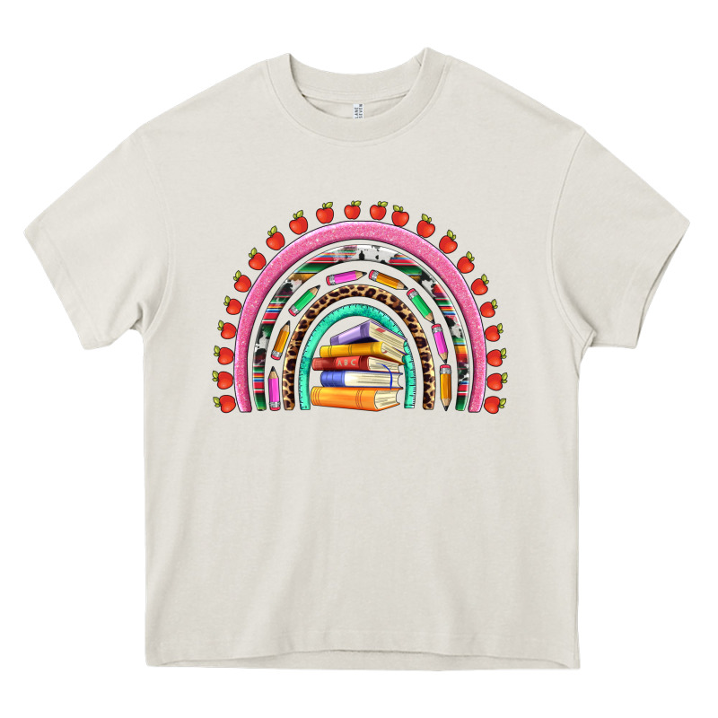 Teacher Pen Apple Books Rainbow Heavy Core Tee by Artiststas | Teevron