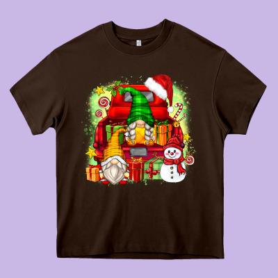 Christmas Gnome Truck Heavy Core Tee Designed By Zillion Design Studio