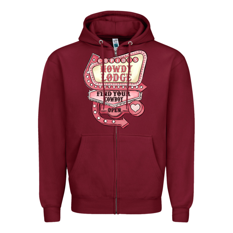 Cupids Howdy Lodge Find Your Cowboy Open Zipper Hoodie by MaliasSmallBusiness | Teevron