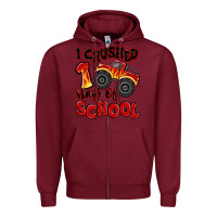Burgundy i crushed 100 days of school monster truck Zipper Hoodie - MaliasSmallBusiness