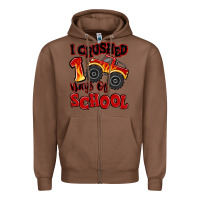 Chestnut i crushed 100 days of school monster truck Zipper Hoodie - MaliasSmallBusiness