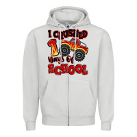 Dove Grey i crushed 100 days of school monster truck Zipper Hoodie - MaliasSmallBusiness